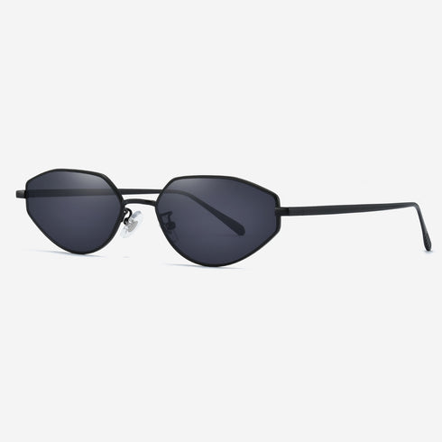 Narrow Geometric Rim Metal Sunglasses 7096